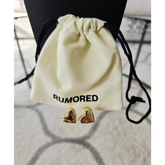 Rumored Gold Heart Post Earrings New - Picture 2 of 2